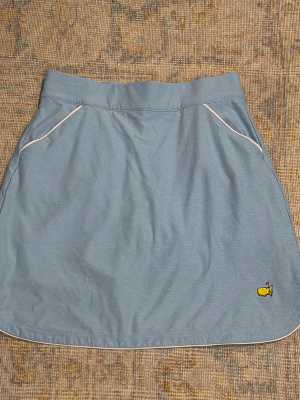 Peter Millar Light Blue Athletic Skort with Yellow Logo